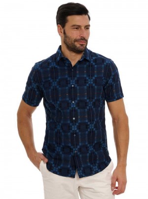 Robert Graham Aizome Short Sleeve Button Down Shirt Indygo | VTZGXS308