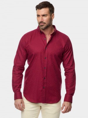 Robert Graham Amory 2 Long Sleeve Button Down Shirt Bordeaux | NTYEVK715
