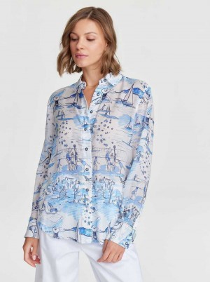 Robert Graham Carrie Shirt Niebieskie | NJXAFM365