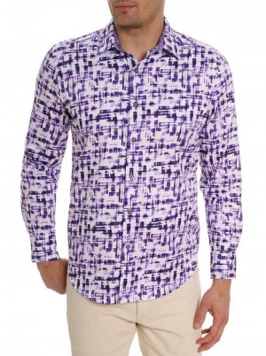 Robert Graham Deluca Long Sleeve Button Front Shirt Fioletowe | QZGEJD439