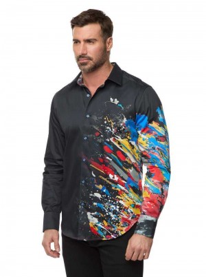 Robert Graham Knightsbridge Woven Shirt Tall Czarne | FGQKEY027