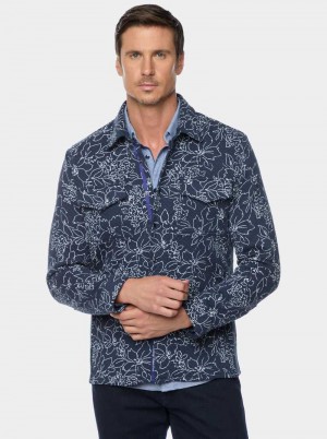 Robert Graham Kohan Long Sleeve Knit Jacket Granatowe | KYXAOS027