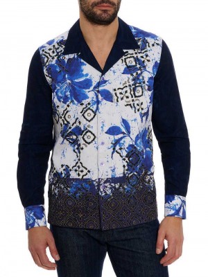 Robert Graham Limited Edition Blue Murro Long Sleeve Button Down Shirt Niebieskie | SMDTKA138