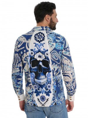 Robert Graham Limited Edition Surfin Skull Jacket Niebieskie | LKAMUJ763