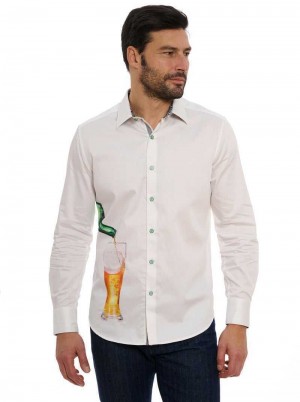 Robert Graham Made To Measure Long Sleeve Button Down Shirt Big Białe | DKGOHV961