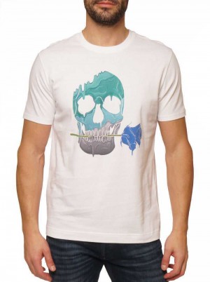 Robert Graham Melting Skull T-shirt Białe | EVTHOY269