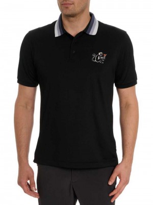 Robert Graham Monkey Business Polo Czarne | FKUPAL931