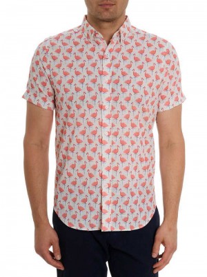 Robert Graham Polka Flamingo Short Sleeve Button Down Shirt Multi | SFOCZP641