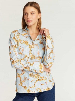 Robert Graham Priscilla Long Sleeve Woven Shirt Głęboka Niebieskie | EZUPMY908