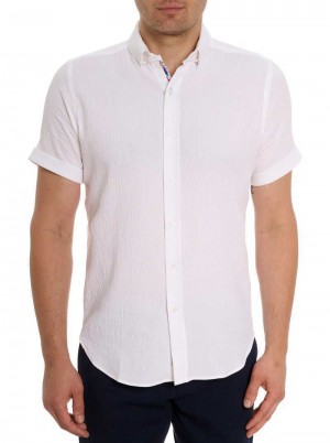Robert Graham Reid Short Sleeve Button Down Shirt Białe | RWMDKL371