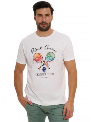 Robert Graham Rg Tennis Club T-shirt Białe | SOQKUI127