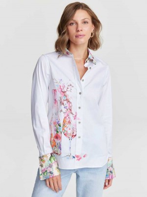 Robert Graham Rosé Bouquet Shirt Białe | FOKDJS094