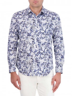 Robert Graham Santa Cruz Long Sleeve Button Down Shirt Niebieskie | TJUKQO180