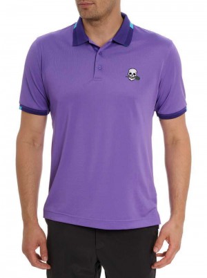 Robert Graham Skull Rose Polo Fioletowe | VYKLXT394