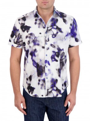 Robert Graham Tasman Short Sleeve Button Down Shirt Niebieskie | DCEQMK759
