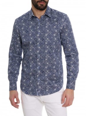 Robert Graham Walpon Long Sleeve Button Down Shirt Niebieskie | CNVMAH312